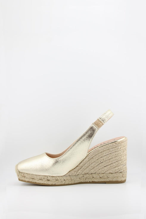 Gaimo Round-Toe Espadrille Wedge Slingback